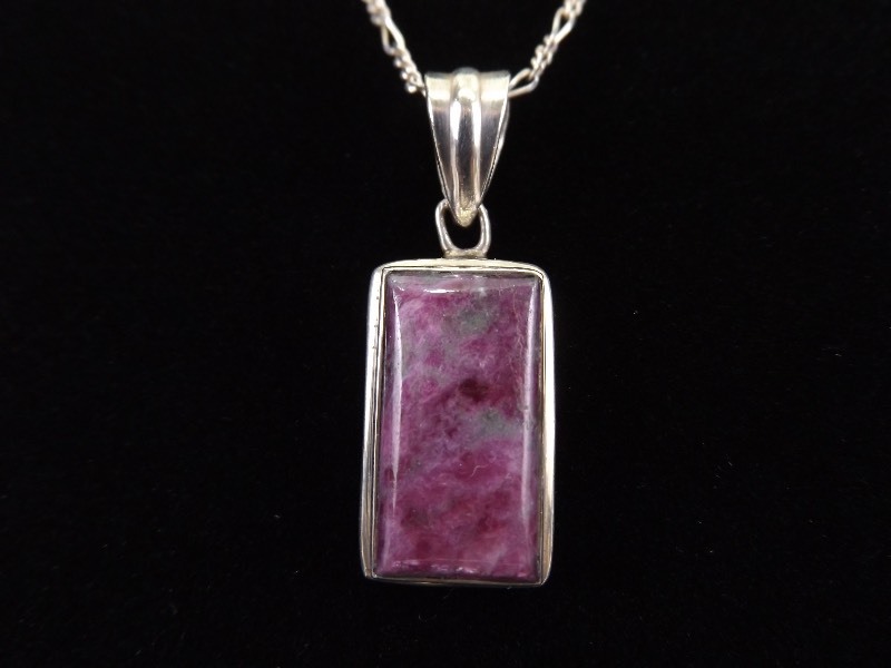 lot 11 image: .925 Sterling Silver Square Charoite Pendant Necklace