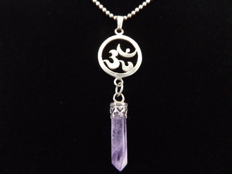 lot 12 image: .925 Sterling Silver Asian Amethyst Fortune Pendant Necklace