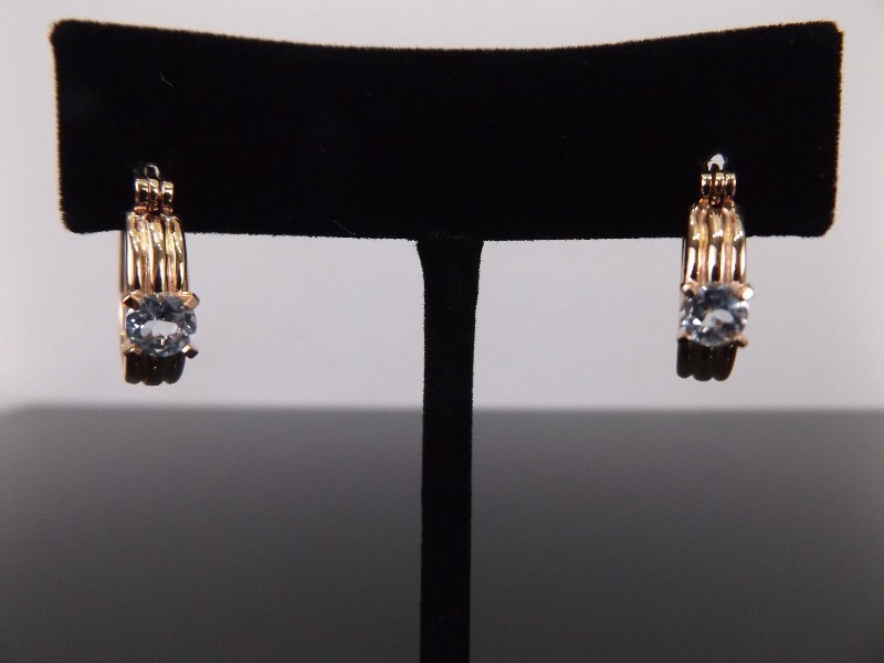 lot 66 image: NEW .925 Sterling Silver Faceted Topaz Rose Gold Hoop Hook Clasp Earrings