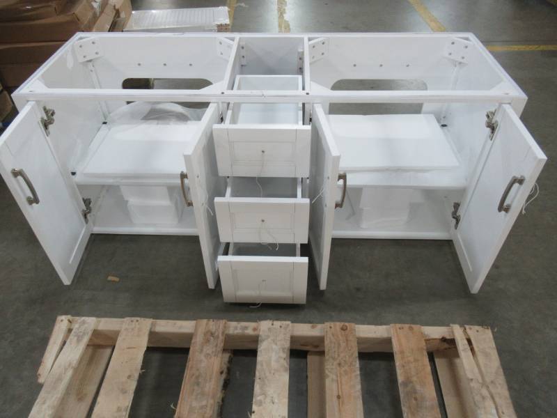 lot 37 image: allen  roth Floating 60 X  White Double Sink Bathroom Vanity Cabinet 1315VA-60-201 Missing Top
