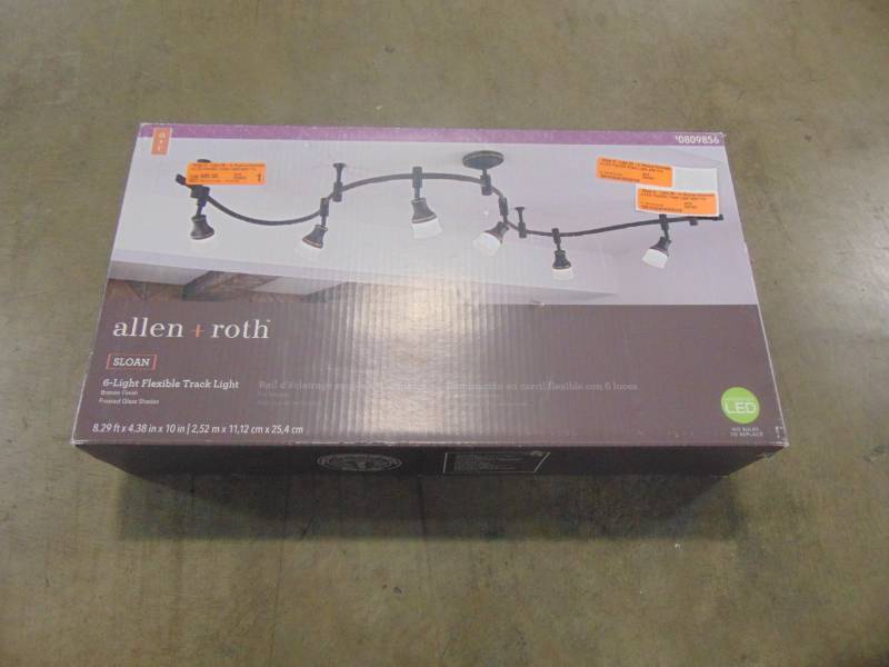 lot 90 image: allen roth Sloan 6-Light 96-in Bronze Dimmable LED Flexible Track Light with Frosted white Glass 20271 000