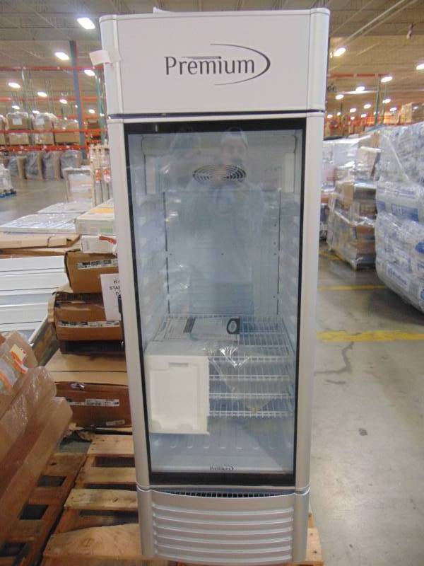 lot 389 image: PREMIUM 9 cu. ft. Single Door Merchandiser Refrigerator in White PRF90DX