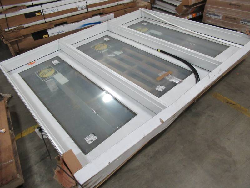 lot 149 image: Custom 36 in. x 80 in Pella Full Lite ,Primed White Fiberglass RH Inswing Prehung Patio Door With Full Side Lites