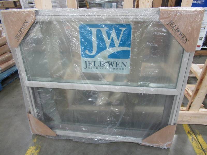 lot 160 image: Jeld-wen 41 12 x 35 12. V-2500 Series Desert Sand Vinyl Single Hung Window with BetterVue Mesh 12 Screen - NEW