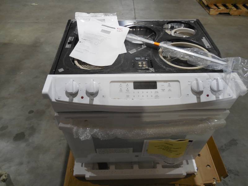 lot 13 image: GE 4.4 cu. ft. Drop-In Electric Range with Self-Cleaning Oven in White Broken Top