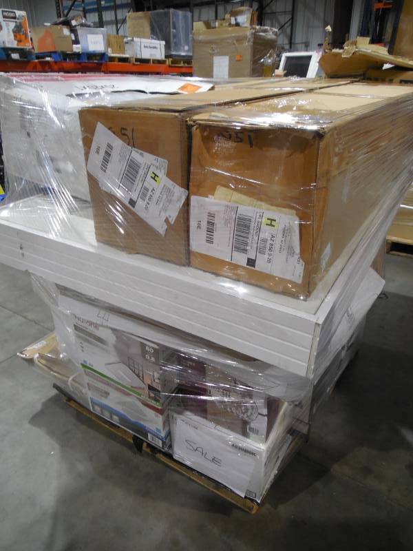 lot 22 image: WHOLESALE PALLET LOT OF GENERAL MERCHANDISE, DOOR, PUMPS, RANGE HOOD, FAUCETS