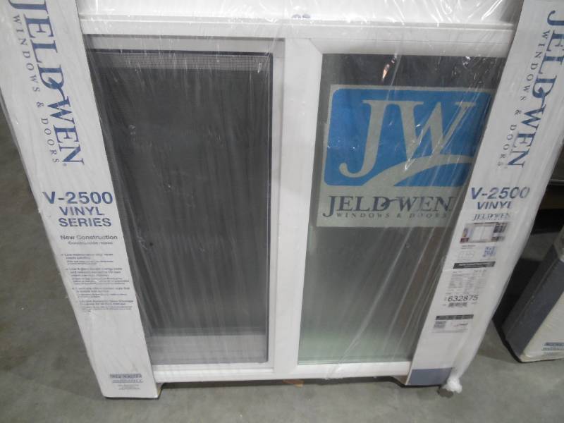 lot 115 image: JELD-WEN 23.5 in. x 23.5 in. V-2500 Series White Vinyl Left-Handed Sliding Window with Fiberglass Mesh Screen