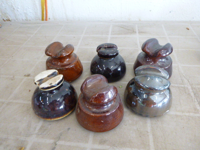 lot 69 image: 6 Vintage Stoneware Insulators