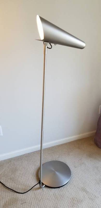 lot 50 image: Ikea Brushed Aluminum Torpedo Floor Lamp, 1 of 2