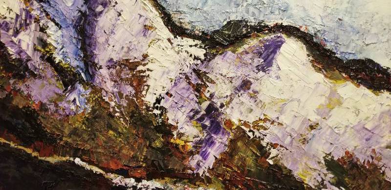 lot 2 image: Sandy MacLeod Original Art Oil on Canvas Purple Mountain Scape 65 x 42