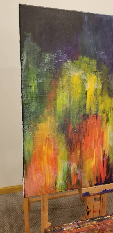 lot 17 image: Gradiant Abstract Oil Painting Orange to Blue