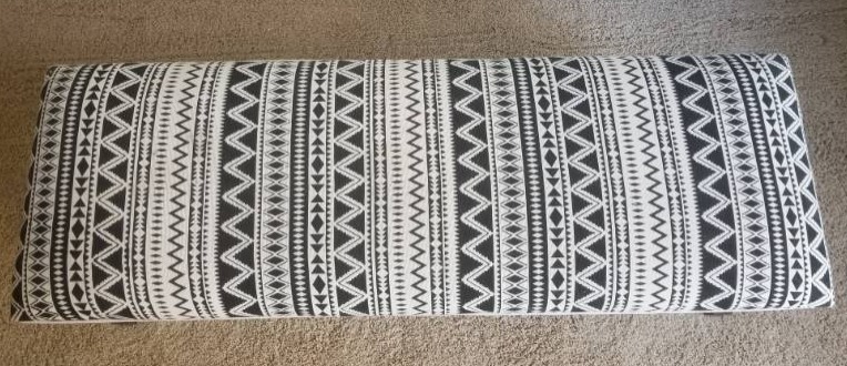 lot 33 image: Mocha and Cream Tribal Upholstered Bench