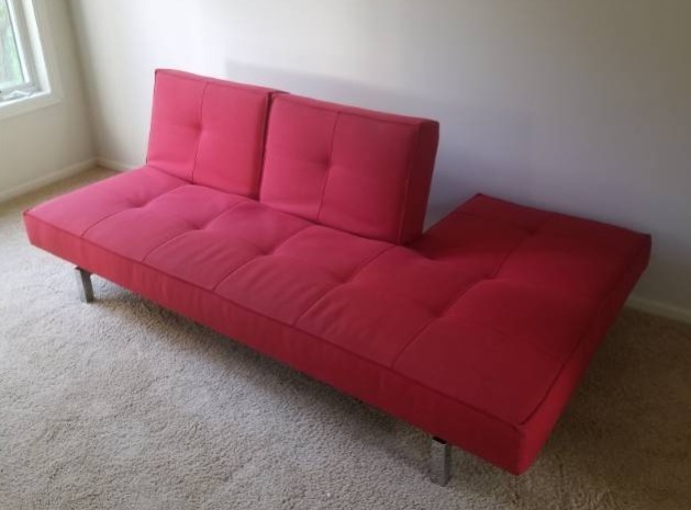lot 35 image: Ultra Modern Red Tufted Sofa Futon
