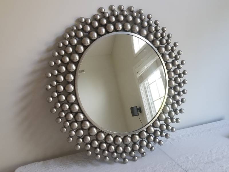 Contemporary Wall Mirror with Sphere Bezel