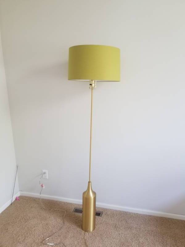 lot 12 image: West Elm Brushed Gold Gilt Floor Lamp.