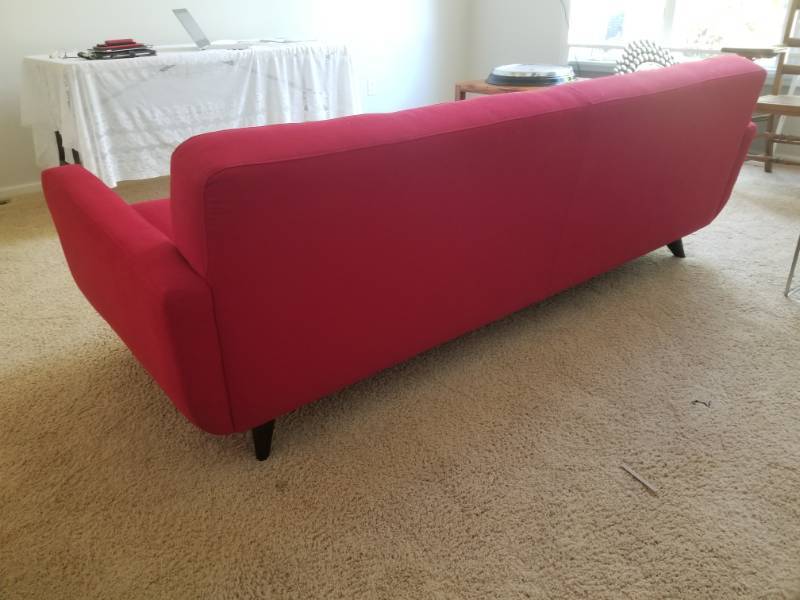 lot 10 image: Room and Board Cherry Red Canvas Couch