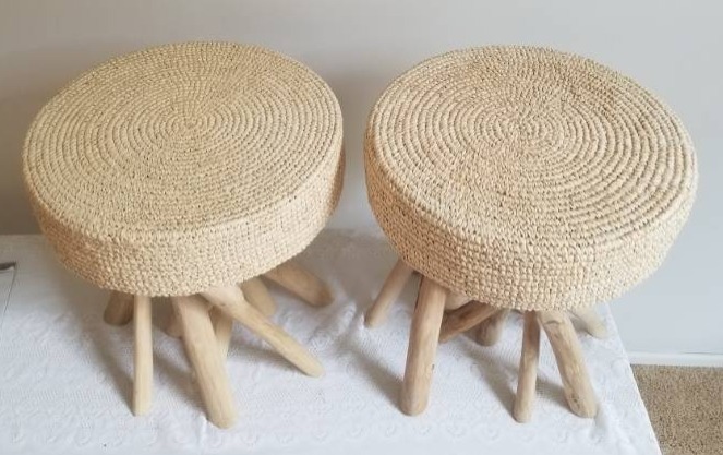 lot 31 image: Woven Basket Side Tables with Branch Cluster Base