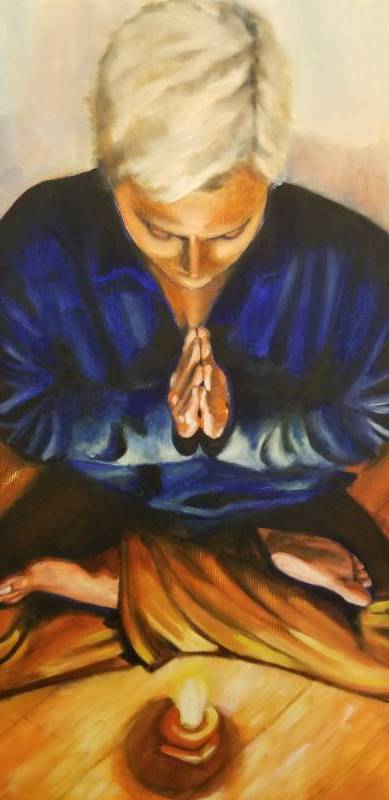 lot 24 image: Meditation Portrait Original Oil on Canvas