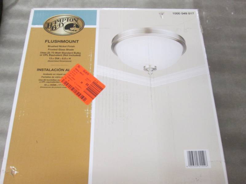 lot 5 image: Hampton Bay 13 in. 2-Light Brushed ...
