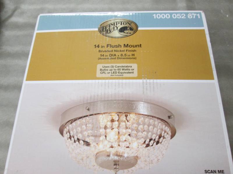 lot 19 image: Hampton Bay 14 in. 3-Light Brushed ...