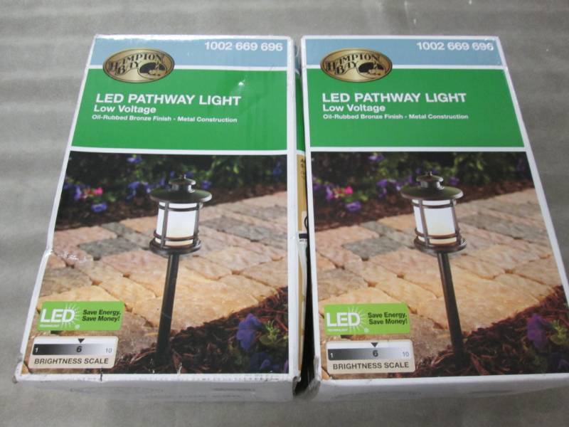 lot 45 image: 2 Hampton Bay 3-Watt Oil Rubbed Bro...