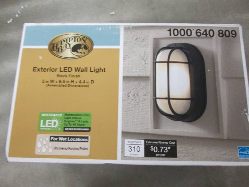 lot 70 image: Hampton Bay Black Outdoor LED Wall ...