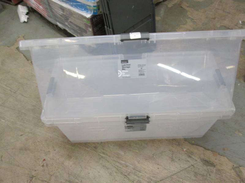 lot 117 image: 3 XL Latched Storage Bins- cracked ...
