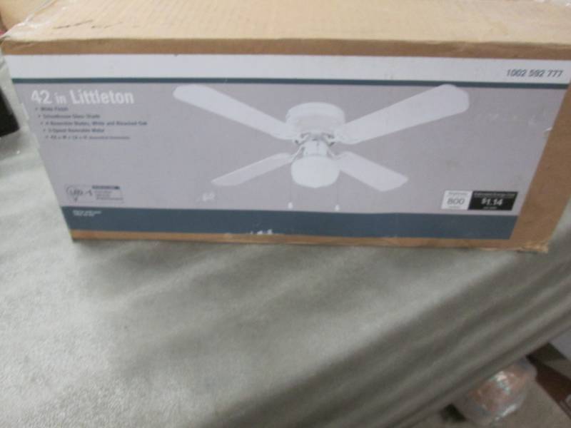 lot 126 image: Littleton 42 in. LED Indoor White C...