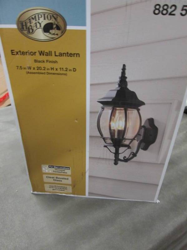 lot 155 image: Hampton Bay 3-Light Black Outdoor W...