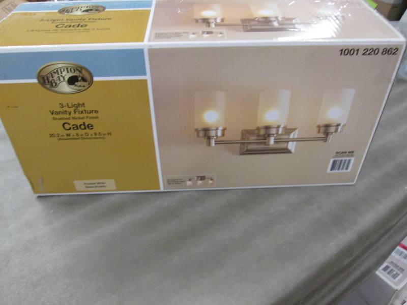 lot 158 image: Hampton Bay Cade 3-Light Brushed Ni...