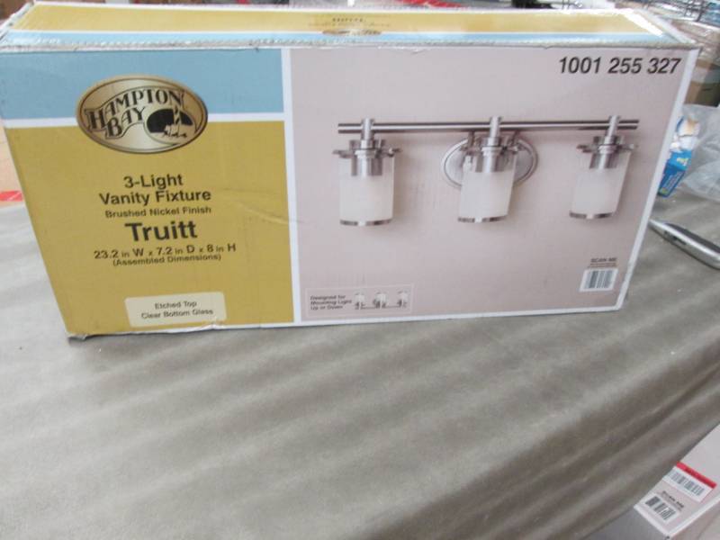 lot 159 image: Hampton Bay 3-Light Brushed Nickel ...
