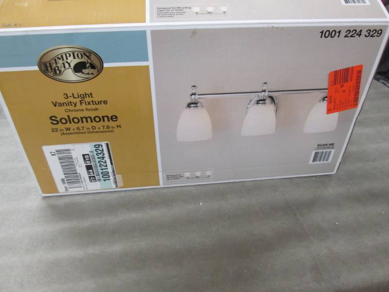 lot 160 image: Hampton Bay Solomone 3-Light Polish...
