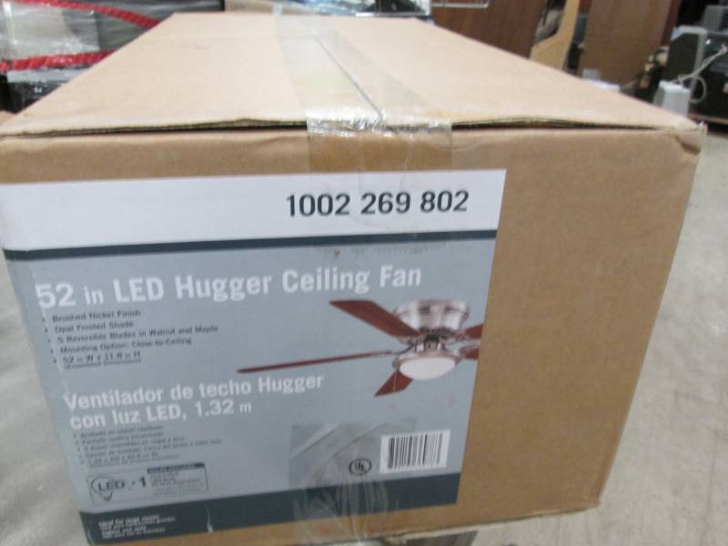 lot 173 image: Hugger 52 in. LED Indoor Brushed Ni...