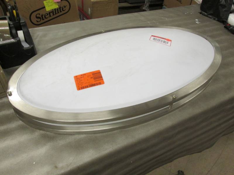 lot 180 image: Hampton Bay Brushed Nickel LED Oval...