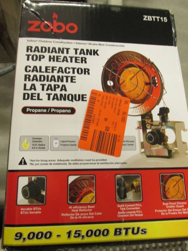 lot 199 image: ZOBO 15,000 BTU Propane Tank Top He...