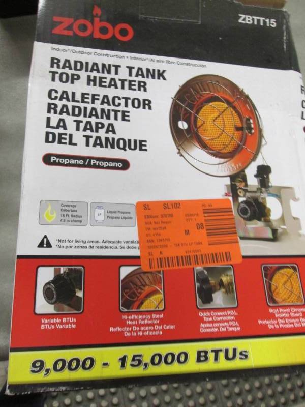 lot 200 image: ZOBO 15,000 BTU Propane Tank Top He...