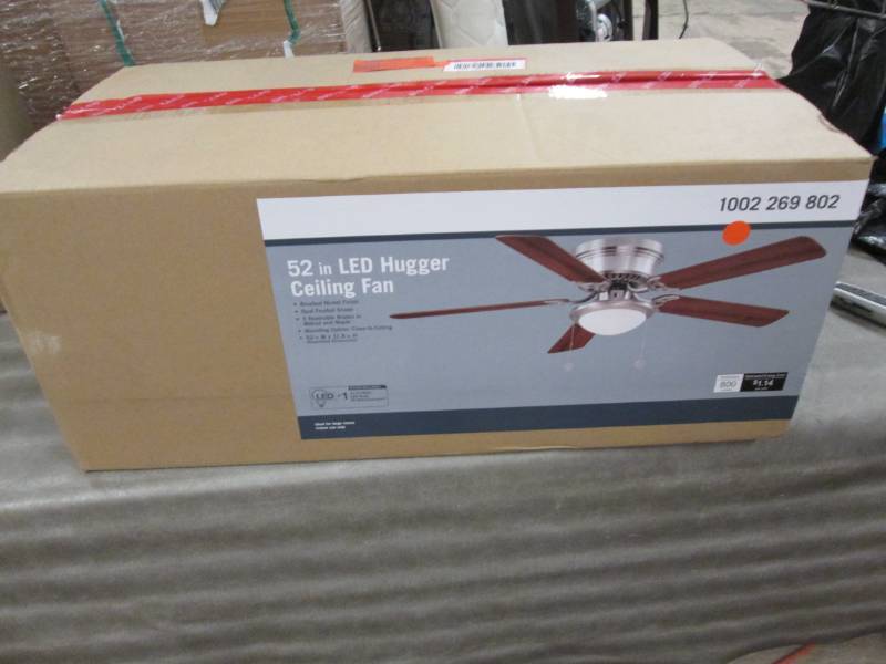 lot 271 image: Hugger 52 in. LED Indoor Brushed Ni...
