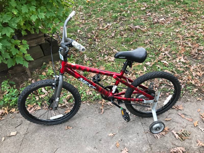 lot 15 image: Next Boys Bicycle On Training Wheels, Good Condition, Needs New Tubes