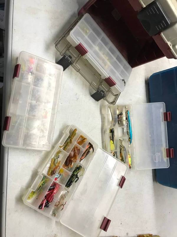 lot 36 image: Lot Of Plano Fishing Tackle Boxes And Lures