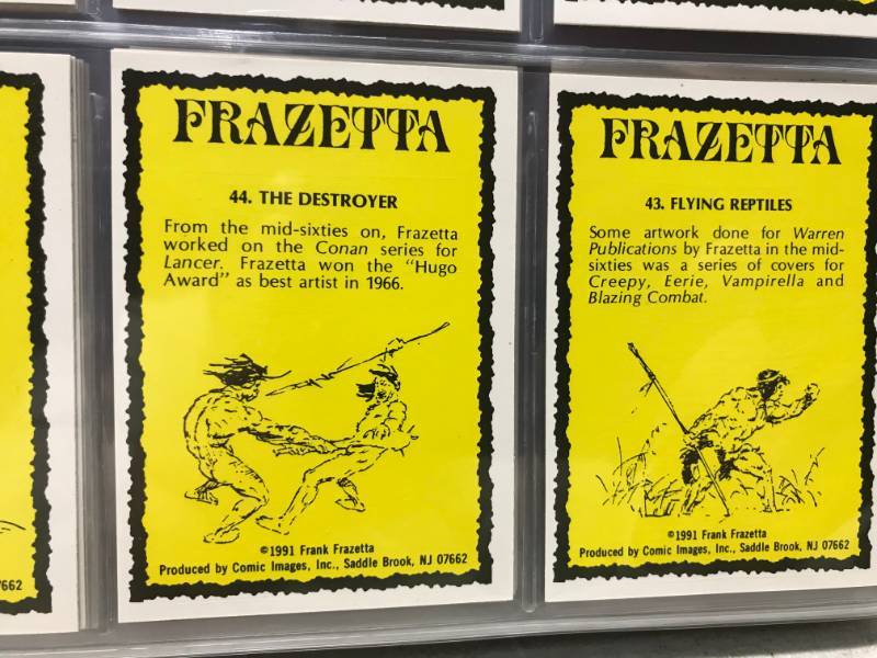 lot 59 image: Vintage Frazetta Fantasy Collector Comic Cards, Complete Set
