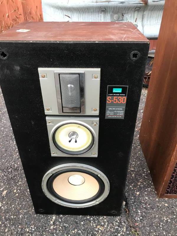 lot 13 image: Pair Of Vintage Floor Speakers, And One Sansui S-530 Speaker, Used, Shows Wear, Untested