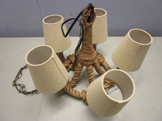 lot 107 image: NAUTICAL-STYLE ROPE CHANDELIER