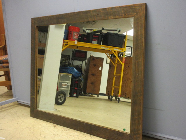 lot 116 image: LARGE BARNWOOD-STYLE MID-CENTURY MIRROR