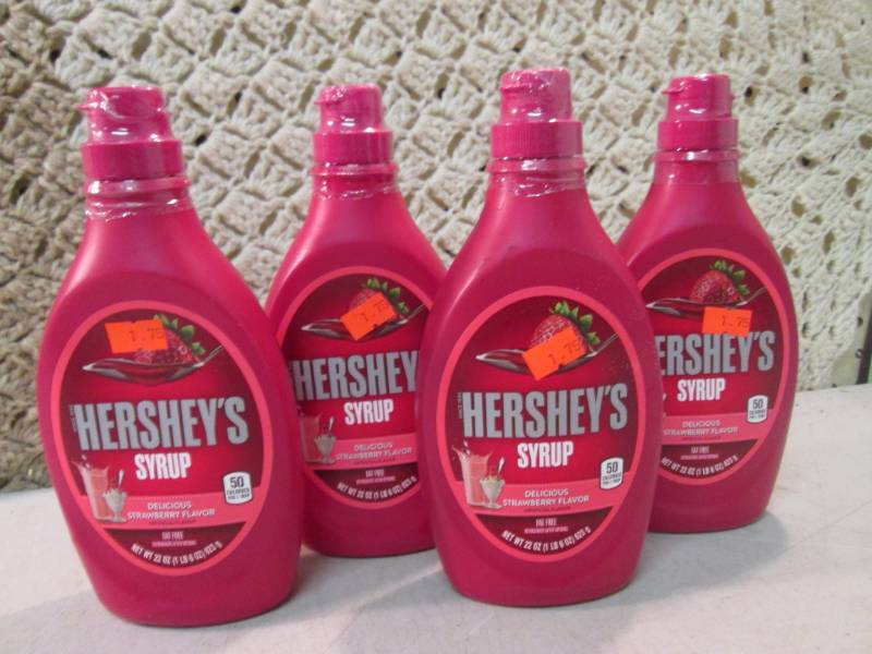 lot 231 image: 4 Bottles of Hersheys Strawberry Sy...