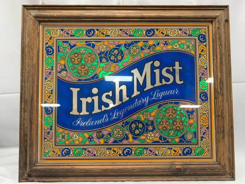 lot 30 image: Irish Mist Liqueur Framed Bar Sign RARE