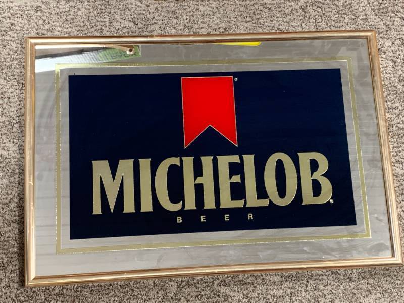 lot 32 image: Vintage 1990 Michelob Beer Mirror Sign