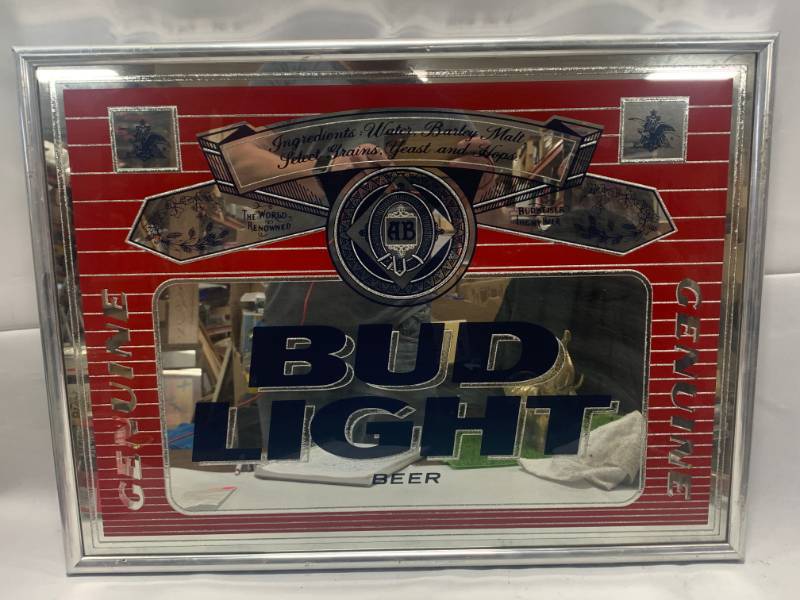 lot 70 image: Bud Light Mirrored Bar Sign