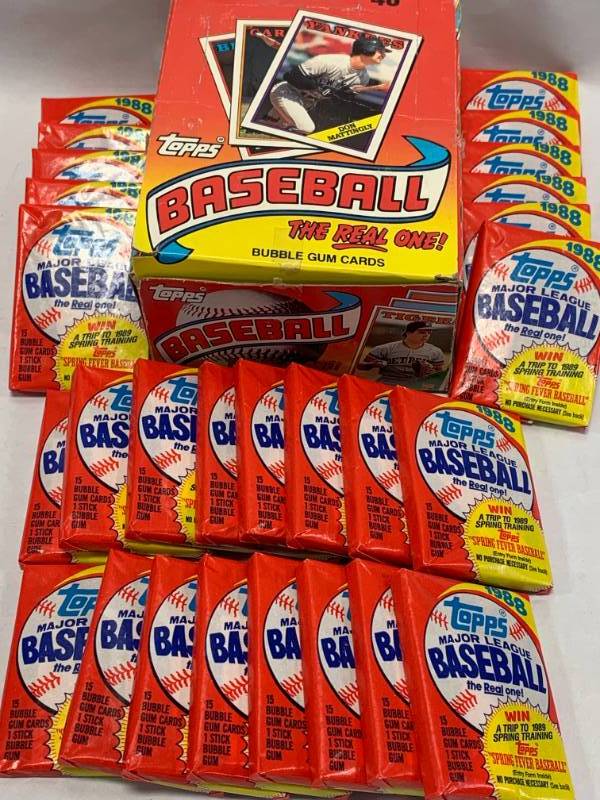 lot 84 image: 1988 Topps 28 Unopened Baseball Card Packs