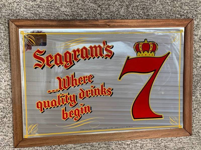 lot 105 image: Vintage Seagrams 7 Where quality drinks begin Mirror