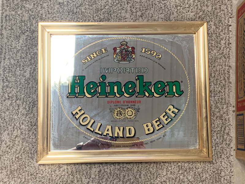 lot 110 image: Vintage Heineken Beer Mirror